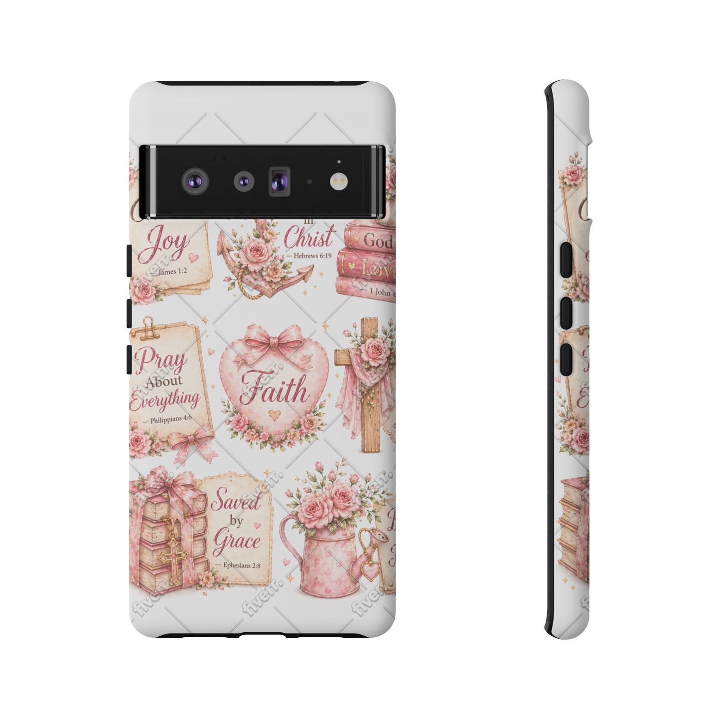 Faith Floral Phone Case – Christian Inspirational Scripture iPhone Cover (Choose Joy, Pray, Faith)
