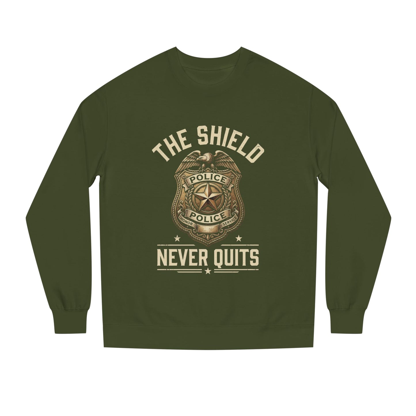 Police Badge Sweatshirt — "The Shield Never Quits"
