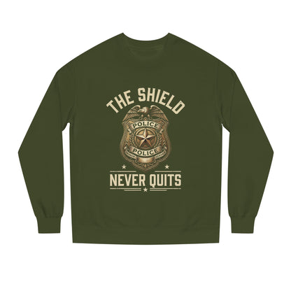 Police Badge Sweatshirt — "The Shield Never Quits"