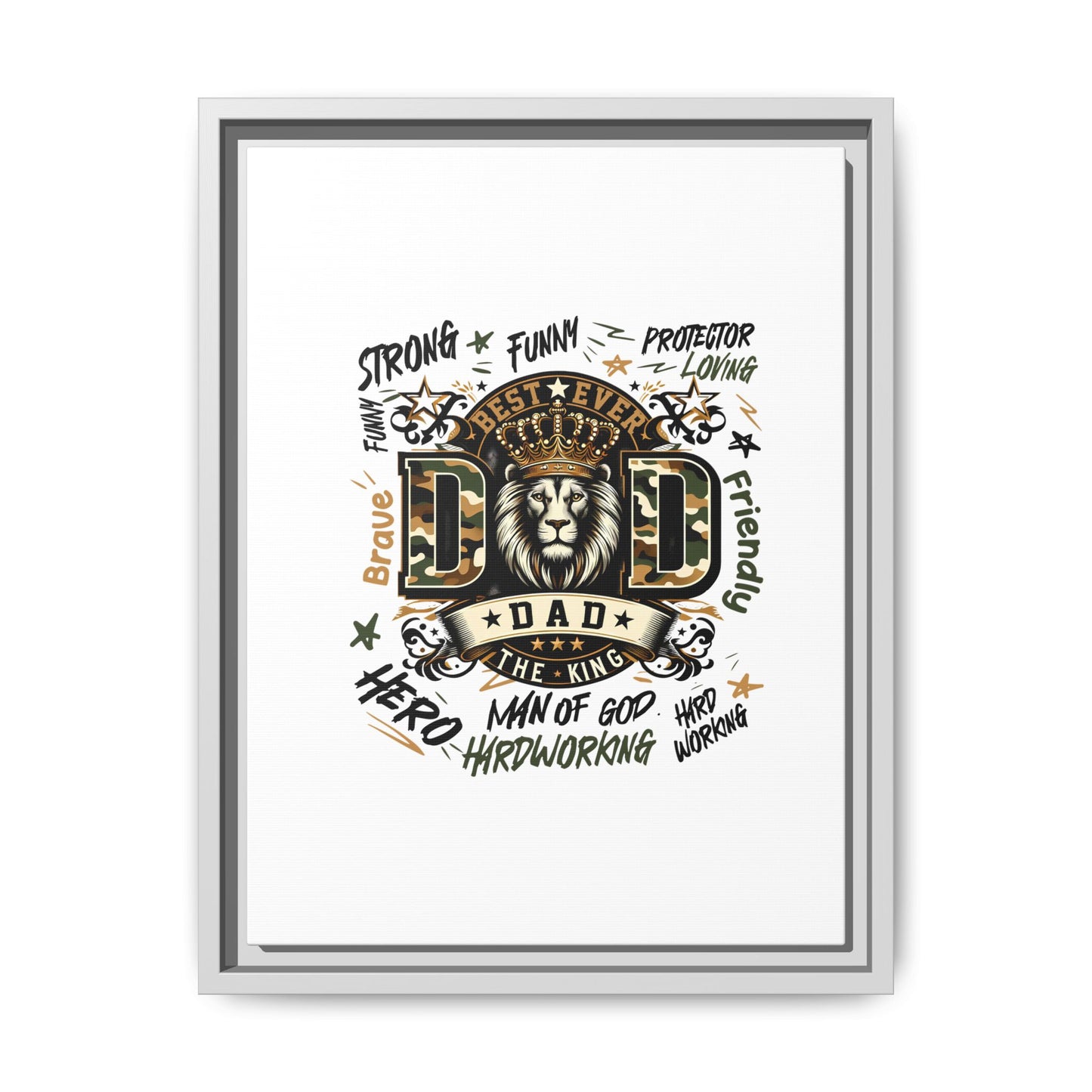 Framed Matte Canvas 'Best Ever DAD' Wall Art – Lion King Design, Father’s Day Gift