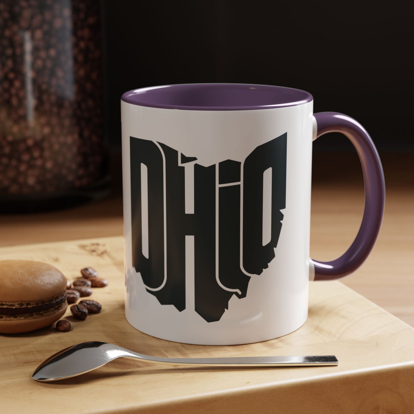 Ohio State Outline Accent Coffee Mug – Black Handle & Interior