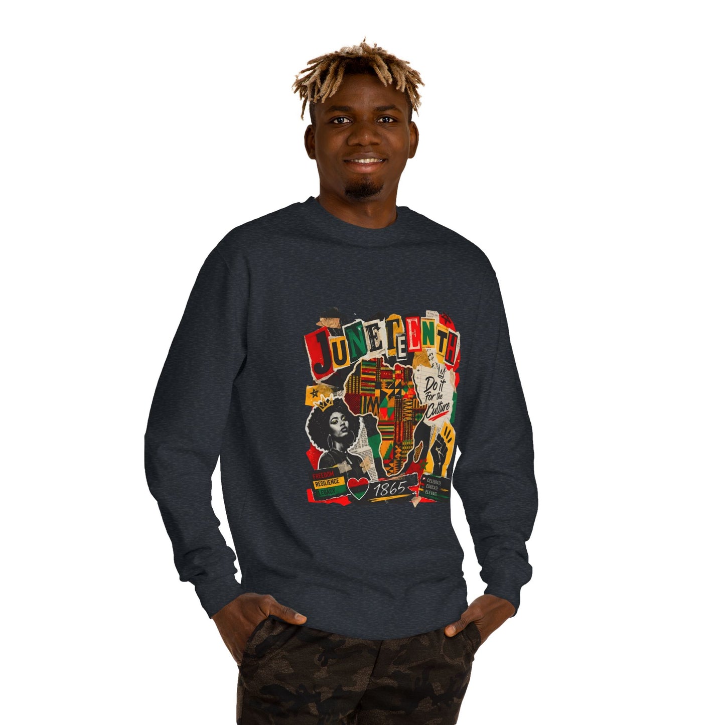Juneteenth Celebration Sweatshirt — African Heritage '1865' Graphic Crewneck