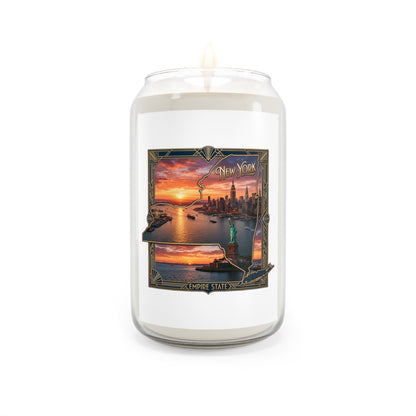 New York Sunset Scented Soy Candle — 13.75 oz (Empire State Collage)