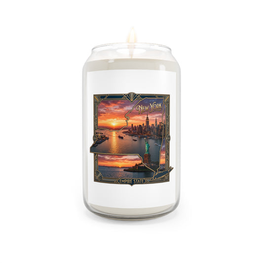 New York Sunset Scented Soy Candle — 13.75 oz (Empire State Collage)