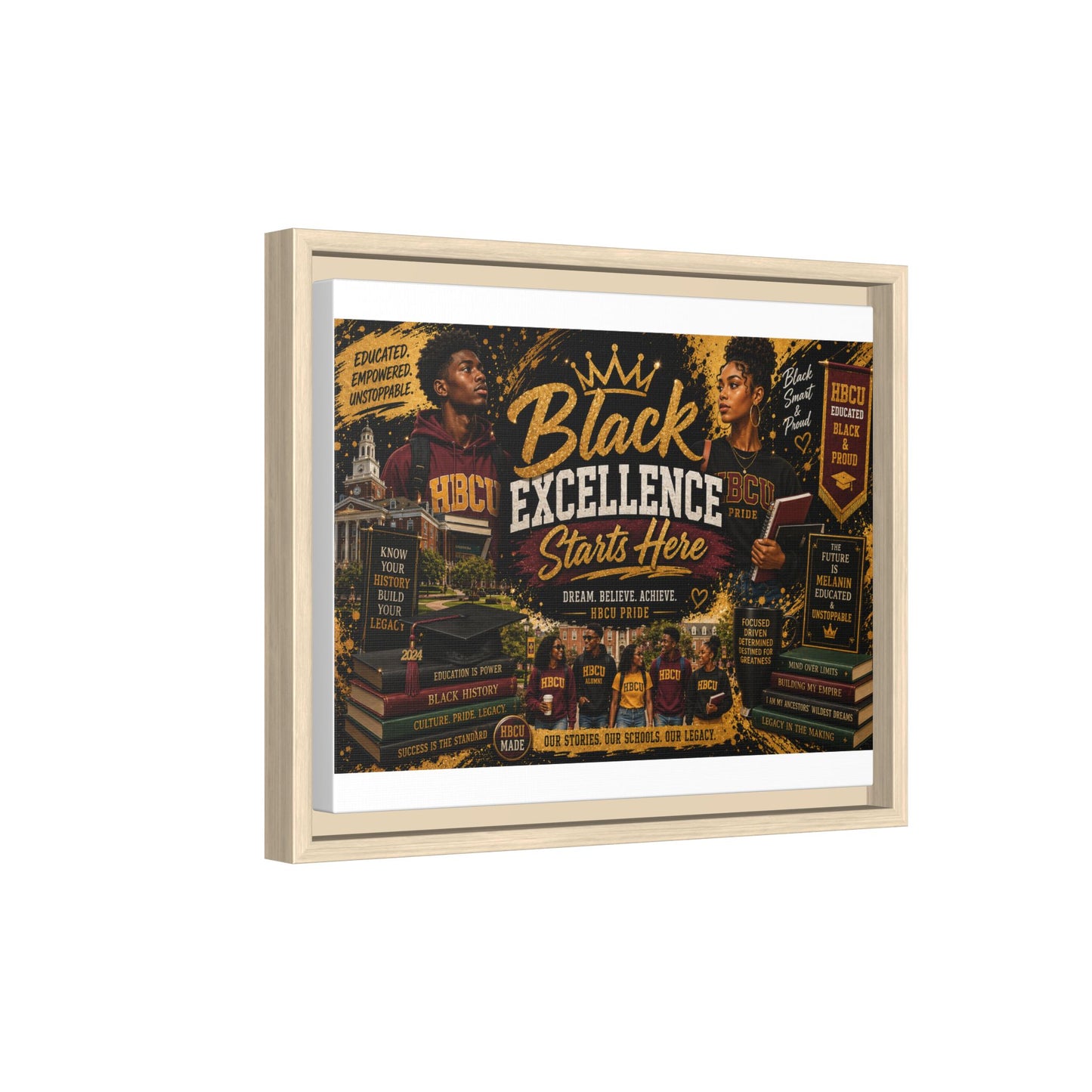 Black Excellence Starts Here Framed Canvas