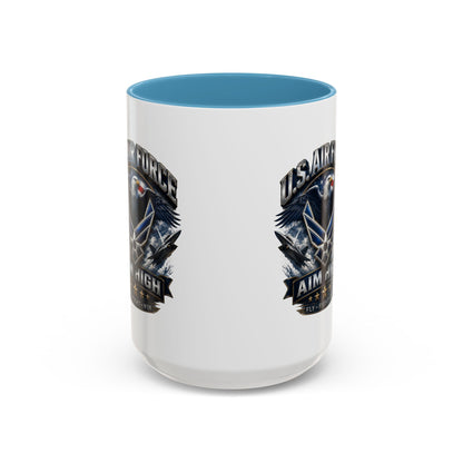 U.S. Air Force Accent Coffee Mug — Aim High Eagle Design (11/15 oz)