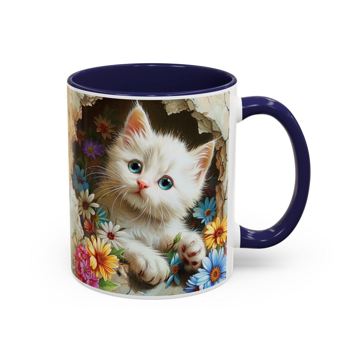 Cute Kitten Floral Accent Coffee Mug (11/15oz)