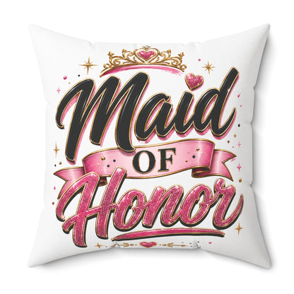 Maid of Honor Decorative Pillow - Pink Crown Bridal Gift