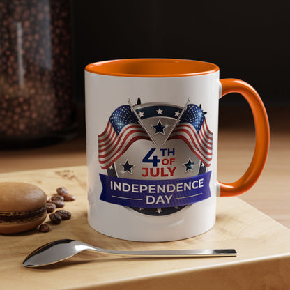 4th of July Independence Day Coffee Mug - Patriotic American Flag Accent