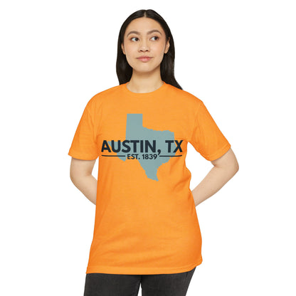 Austin, TX State Outline T-Shirt — Est. 1839 City Pride Tee