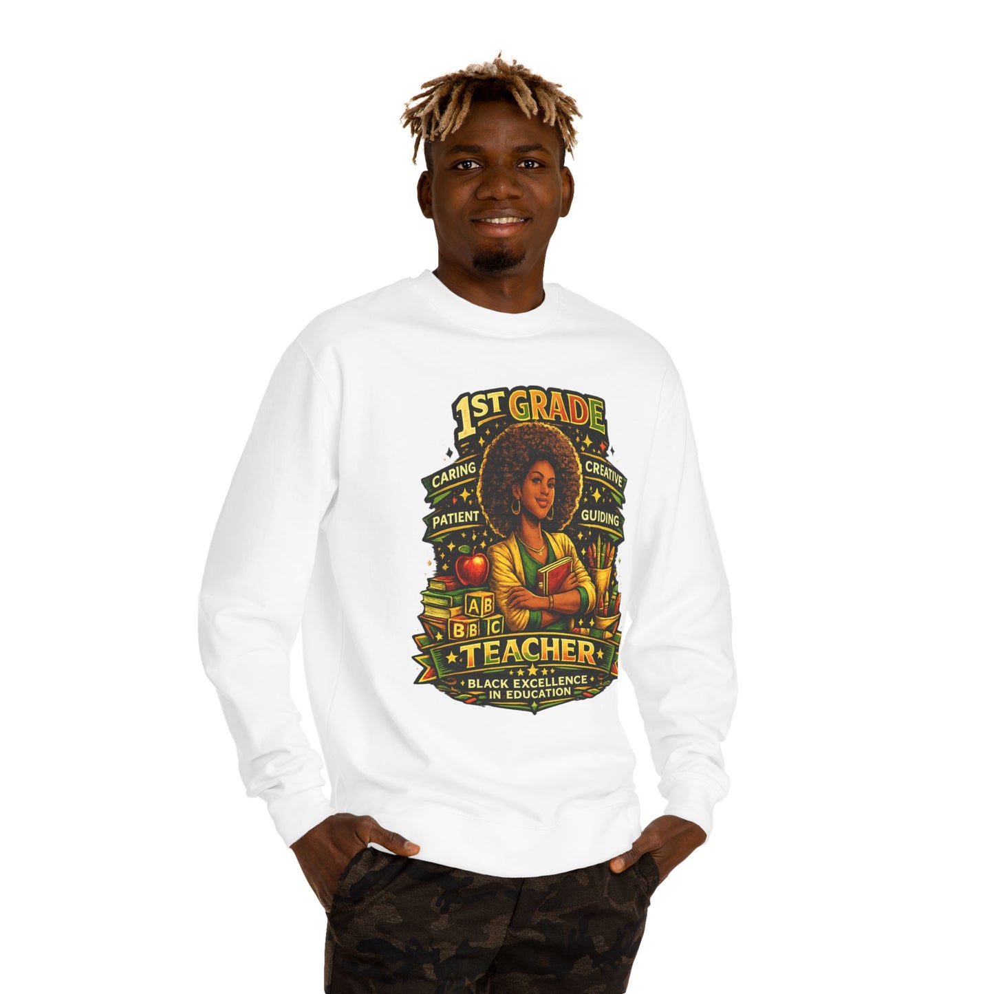 1st Grade Teacher Sweatshirt — Black Excellence in Education Crewneck