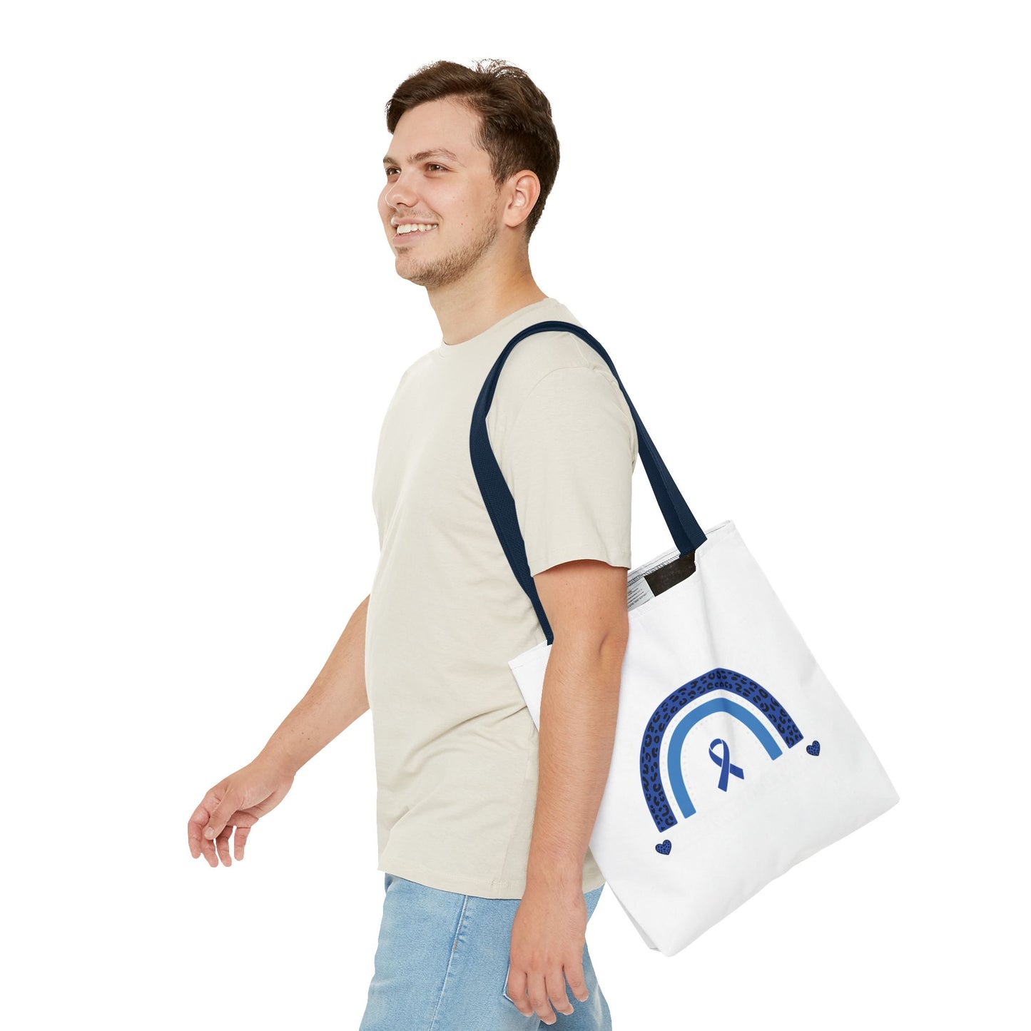 Blue Awareness Ribbon Rainbow Tote Bag – Support & Hope Everyday Tote