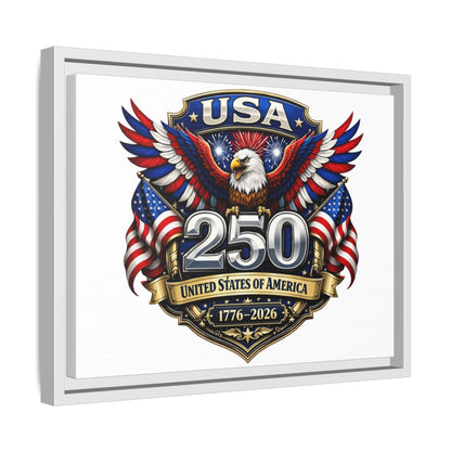 USA 250 Anniversary Framed Canvas — Patriotic Eagle 1776–2026 Wall Art