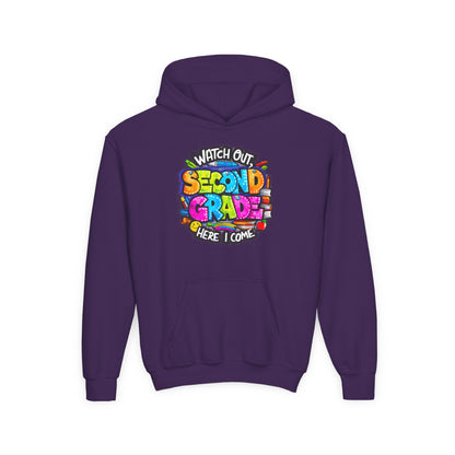 Second Grade Kids' Hoodie - "Watch Out Second Grade Here I Come" Back-to-School Sweatshirt