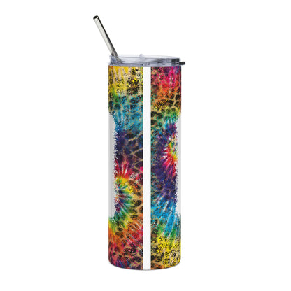20oz Stainless Tumbler — Tie-Dye Leopard "Dog Mama" Paw Travel Mug