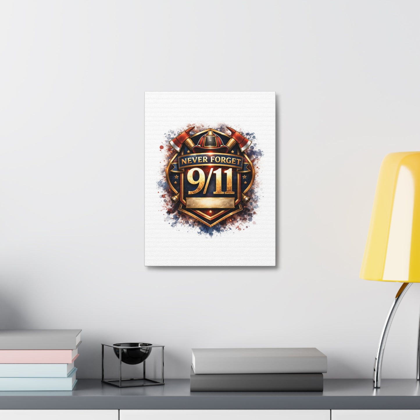 9/11 Never Forget Canvas Print — Firefighter Tribute Stretched Wall Art