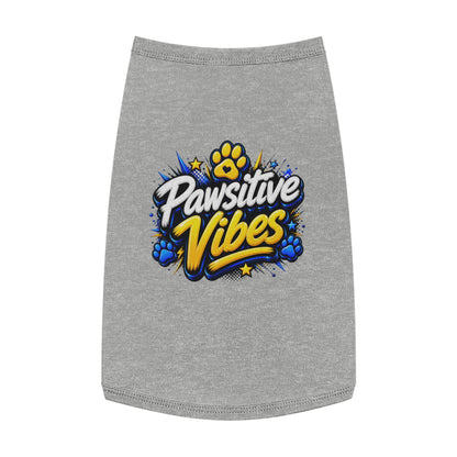 Pet Tank Top: "Pawsitive Vibes" Dog Tank — Cute Paw Print Pet Shirt