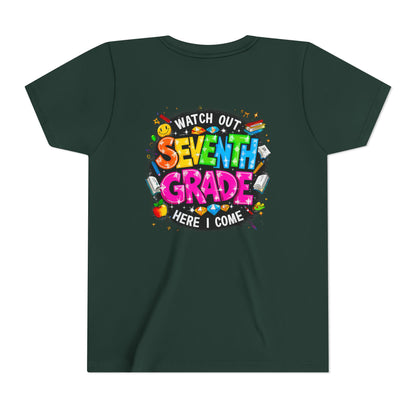 Seventh Grade Kids T-Shirt – “Watch Out Seventh Grade Here I Come” Back-to-School Tee