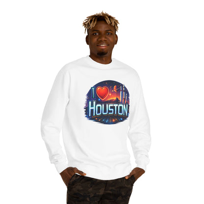 I Heart Houston Crewneck Sweatshirt — Retro Space City Graphic