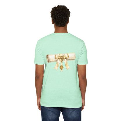 Graduation Scroll T-Shirt — Gold Ribbon Diploma Tee