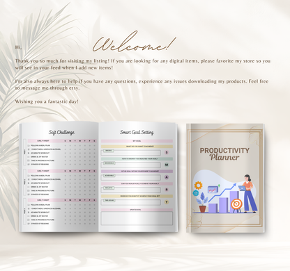 Productivity Planner | Daily, Weekly & Monthly Digital Planner PDF