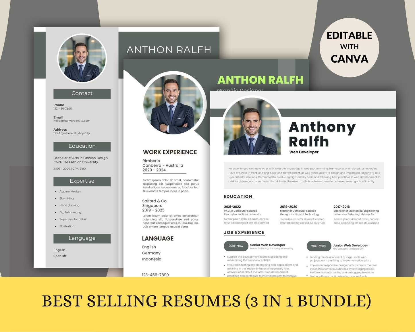 Resume Template Editable | Professional CV Template | Modern Resume Design | Job Application Resume | Canva Resume Template