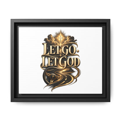 Let Go, Let God Framed Canvas Wall Art — Inspirational Christian Decor