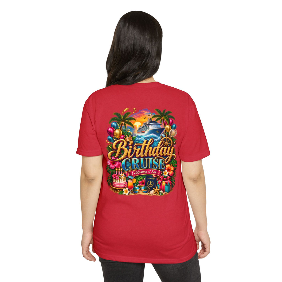 Birthday Cruise T-Shirt — Tropical Celebration Tee with Cruise Ship Design