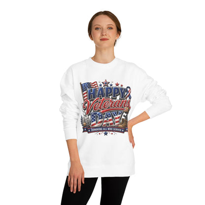 Happy Veterans Day Sweatshirt — Patriotic 'Honoring All Who Served' Crewneck
