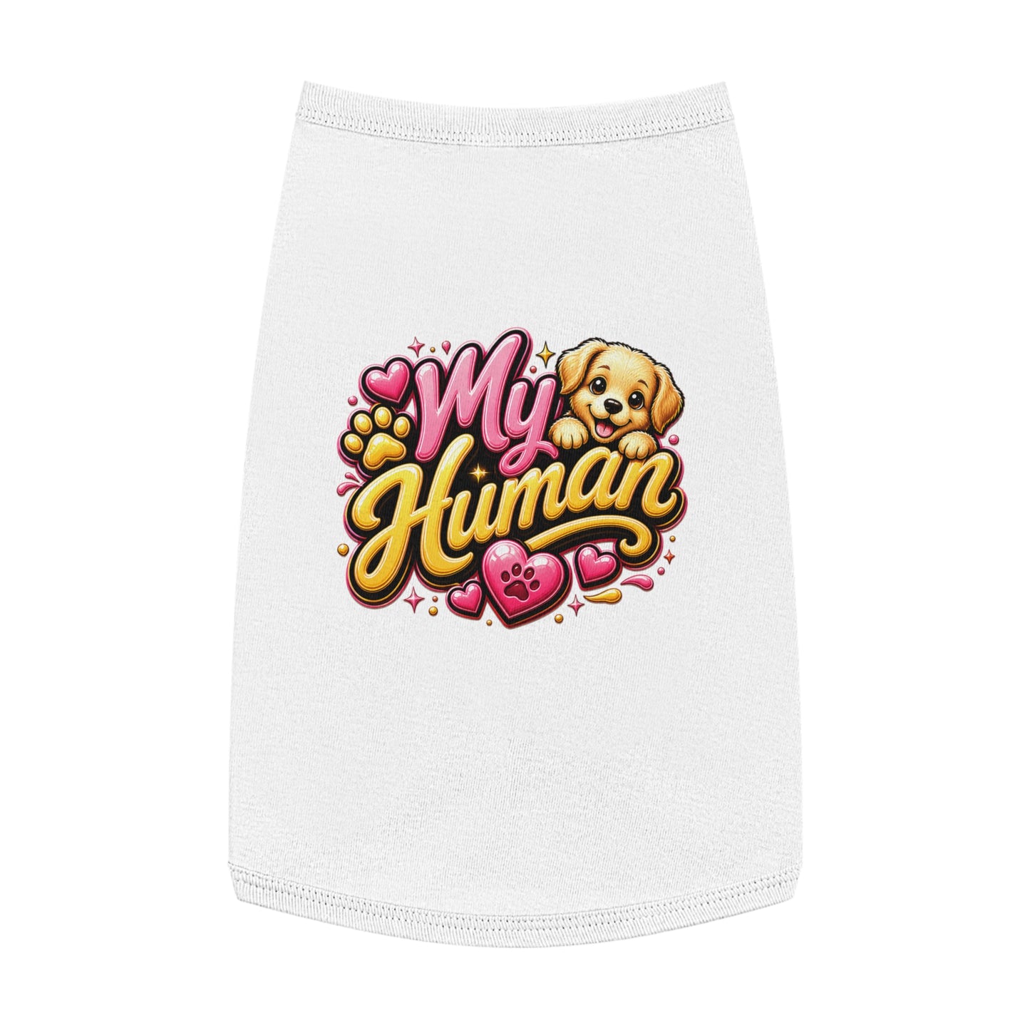 My Human Pet Tank Top — Cute Dog Paw & Heart Graphic