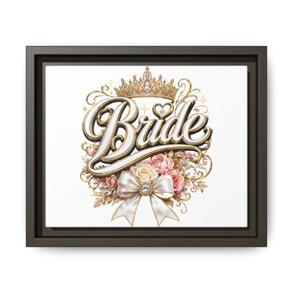 Framed Bride Canvas Wall Art — Elegant Bridal Crown & Floral Wedding Decor