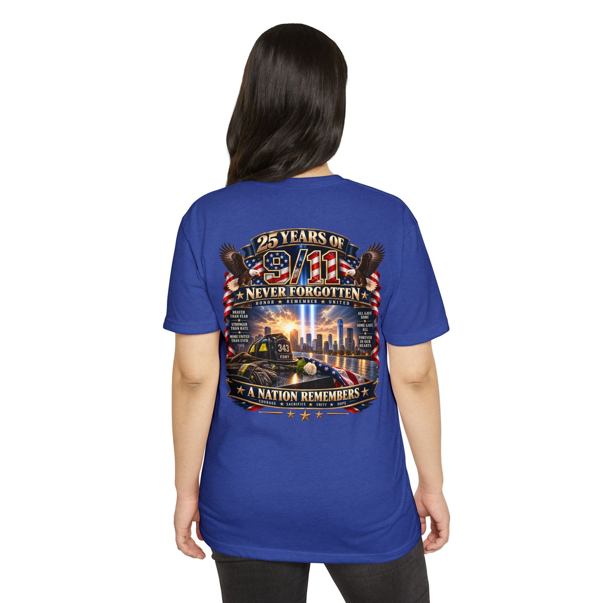 9/11 Memorial T-Shirt – "25 Years of 9/11 Never Forgotten" Tribute Tee