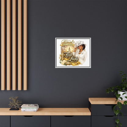 Blessed & Highly Favored First Lady Matte Canvas Wall Art — Framed Spiritual Christian Decor