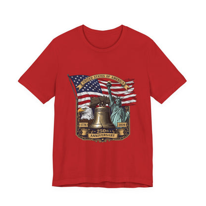Liberty 250th Anniversary T-Shirt — American Flag, Liberty Bell & Statue of Liberty Tee