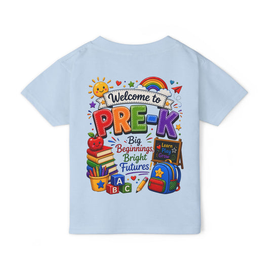 Welcome to Pre-K Toddler T‑Shirt — "Big Beginnings Bright Futures" Back‑to‑School Tee