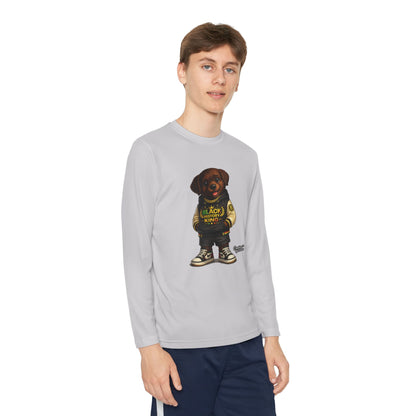 Youth Long Sleeve Tee — 'Lil Black Lab' Cute Puppy Graphic Shirt