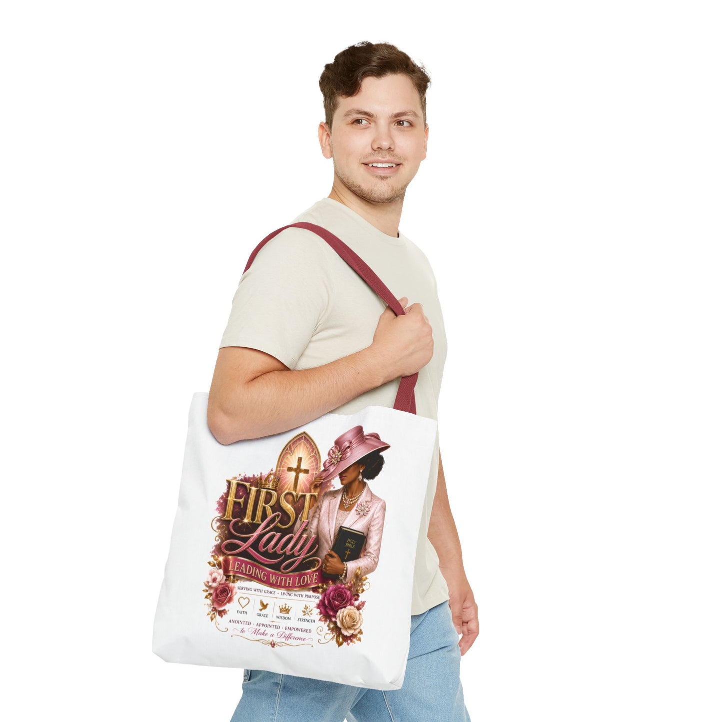 First Lady Tote Bag — Faithful Church Lady Floral Churchgoing Purse