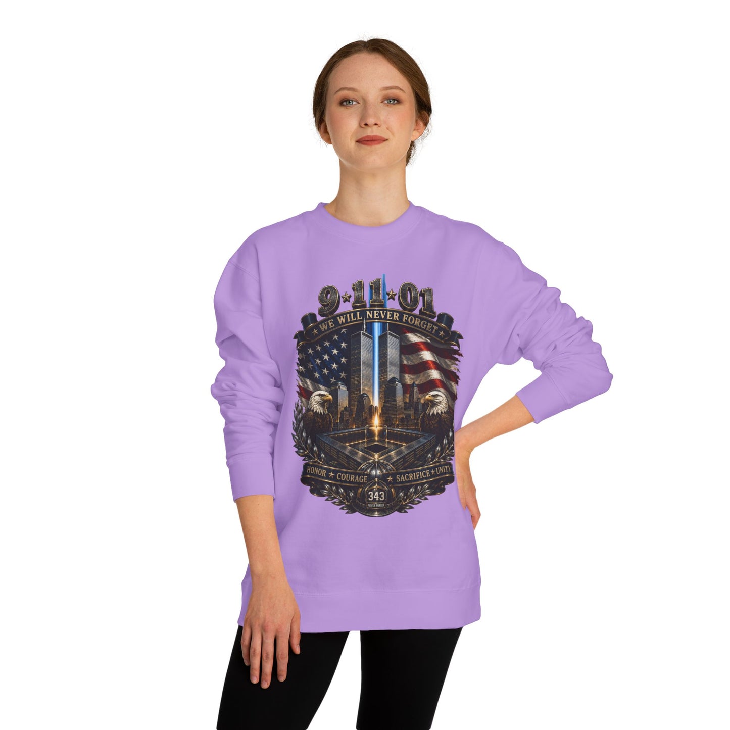 9/11 Memorial Sweatshirt — "We Will Never Forget" Tribute Crewneck