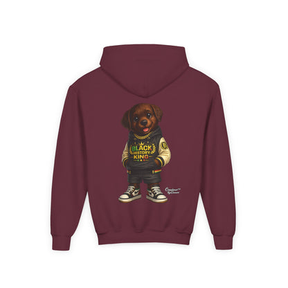 Youth Hoodie — 'Black History Kid' Puppy Graphic Sweatshirt
