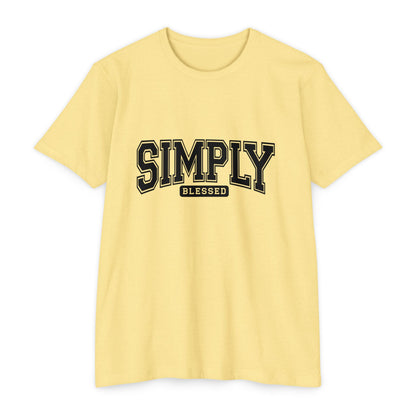 Simply Blessed T-Shirt — Vintage Collegiate Script Faith Tee