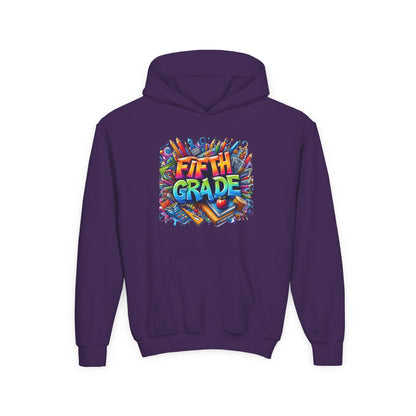 Fifth Grade Kids Hoodie - Colorful School Supplies Back-to-School Sweatshirt