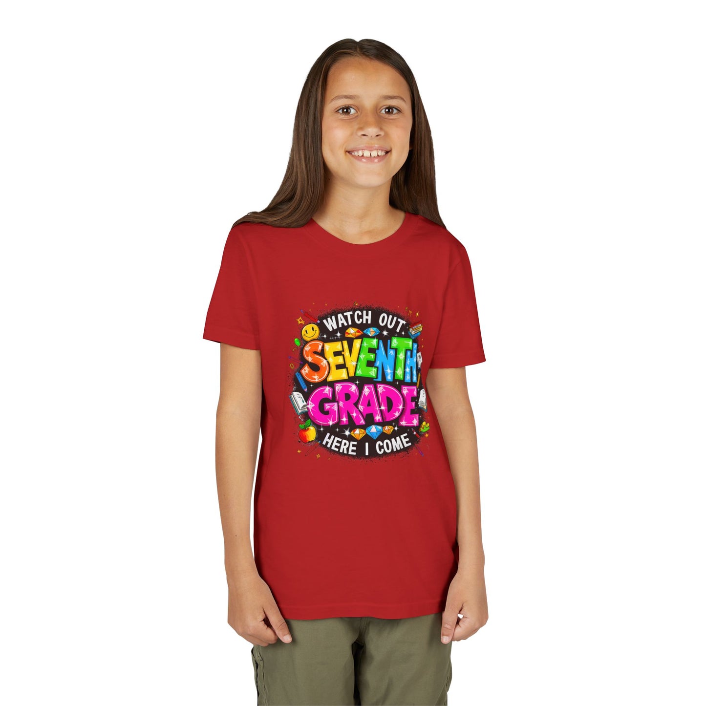 Seventh Grade Kids T-Shirt – “Watch Out Seventh Grade Here I Come” Back-to-School Tee