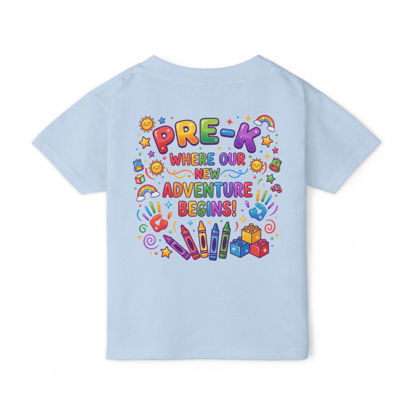 Toddler T‑Shirt — "Pre-K: Where Our New Adventure Begins!" Colorful Back-to-School Tee