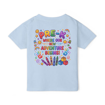 Toddler T‑Shirt — "Pre-K: Where Our New Adventure Begins!" Colorful Back-to-School Tee