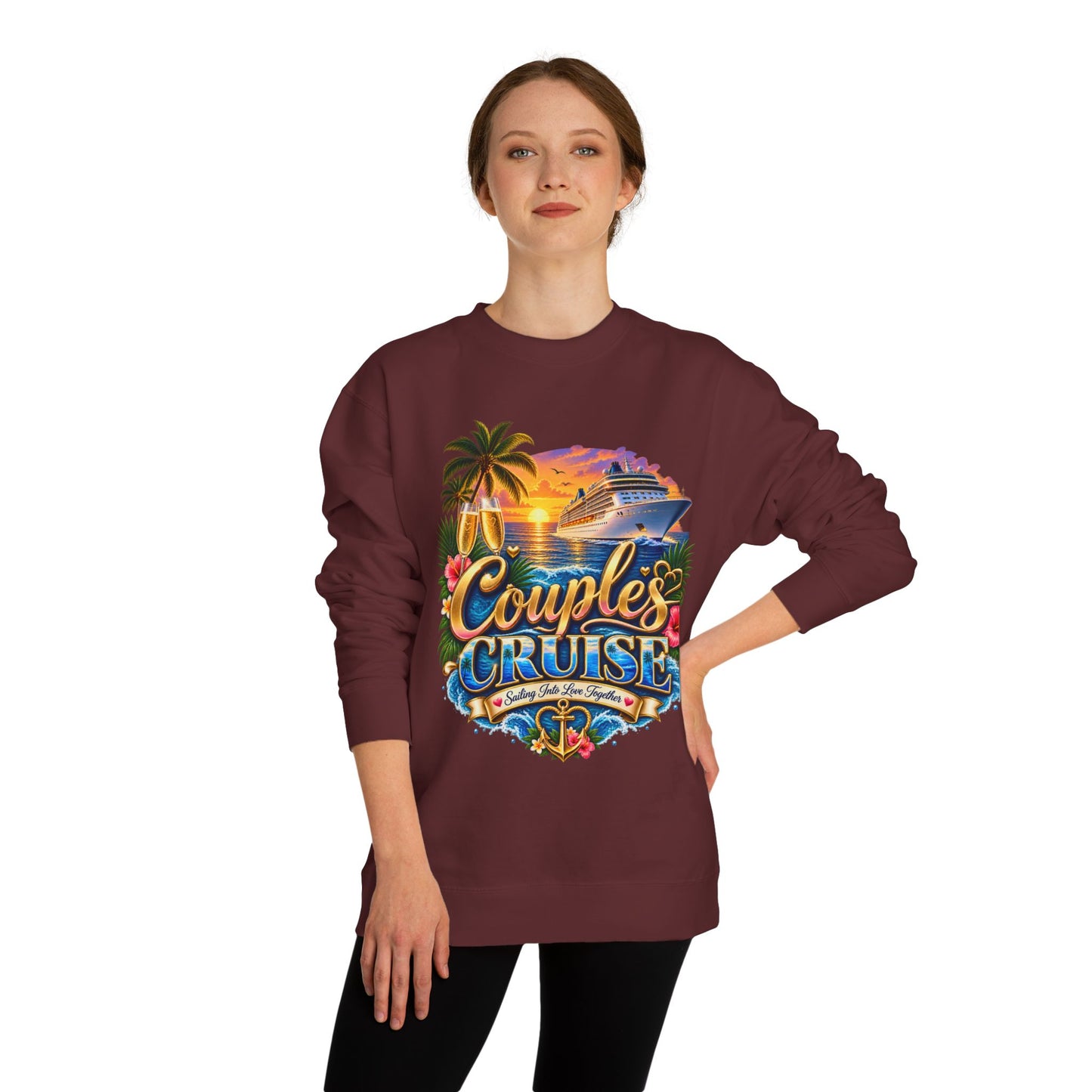 Couples Cruise Sweatshirt — Tropical Sunset Cruise Graphic Crewneck