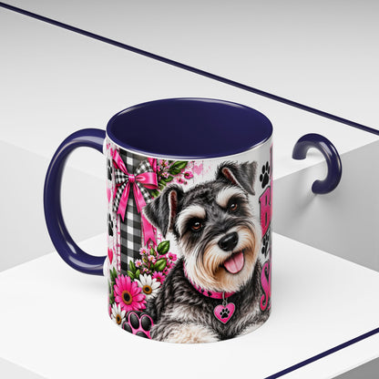 Life Is Better With A Miniature Schnauzer Accent Coffee Mug — Pink Paw Print Dog Lover Gift (11/15oz)
