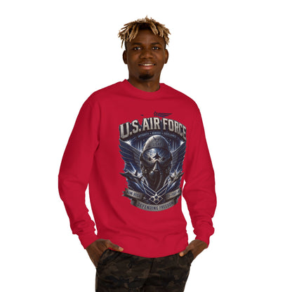 U.S. Air Force Crewneck Sweatshirt — Tactical Skull Wings "Defending Freedom"