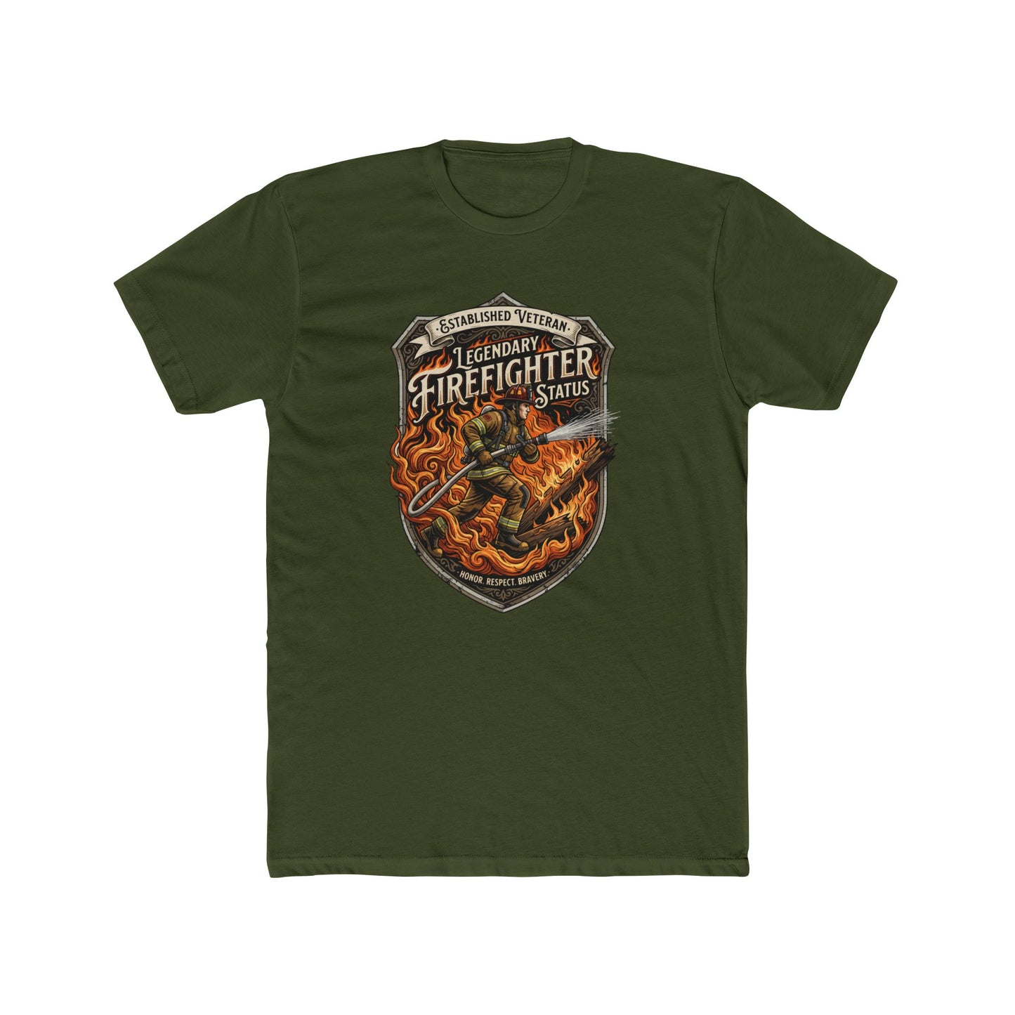 Firefighter Badge T-Shirt — Legendary Firefighter Status Graphic Tee