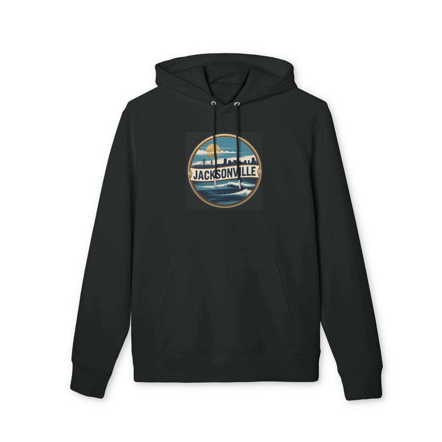 Jacksonville Skyline Hoodie — Vintage Beach Surf Circle Design