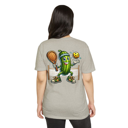 Pickleball Pickle T-Shirt — Cute Cartoon Pickle Playing Pickleball Tee